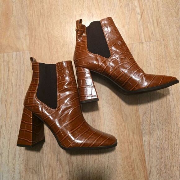 Circus NY by Sam Edelman Women's Polly Ankle Boot Mocha Croc Print Size 10 - Picture 1 of 11